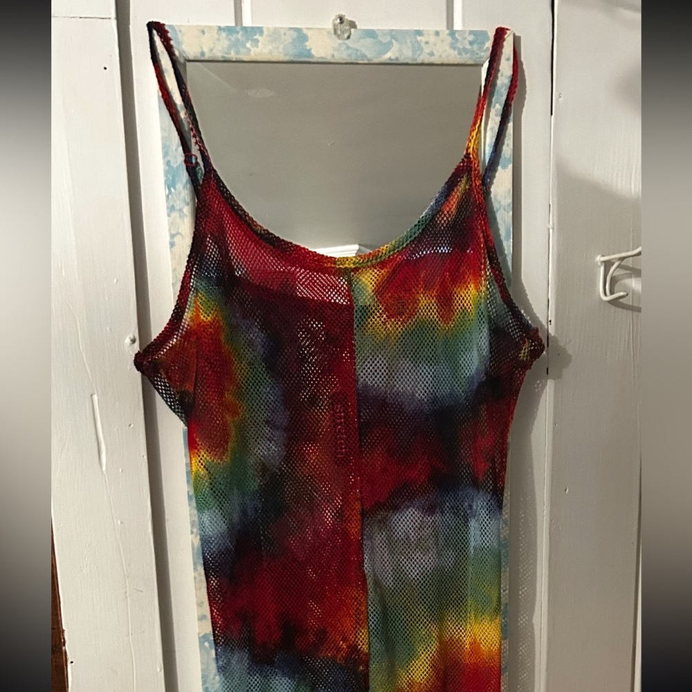 Plus Size 3x Tie-Dye Mesh Jumpsuit